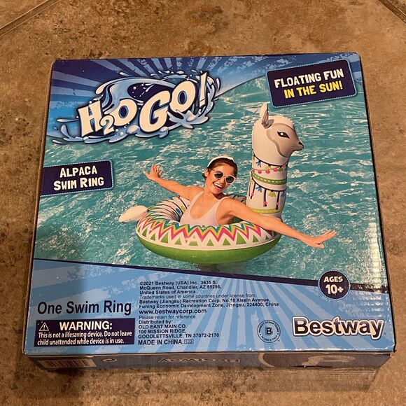 H20 G0! Alpaca Swim Ring Pool Float 40.9x31.5x35.4 in Ages 10+ llama Blow Up - Picture 4 of 7